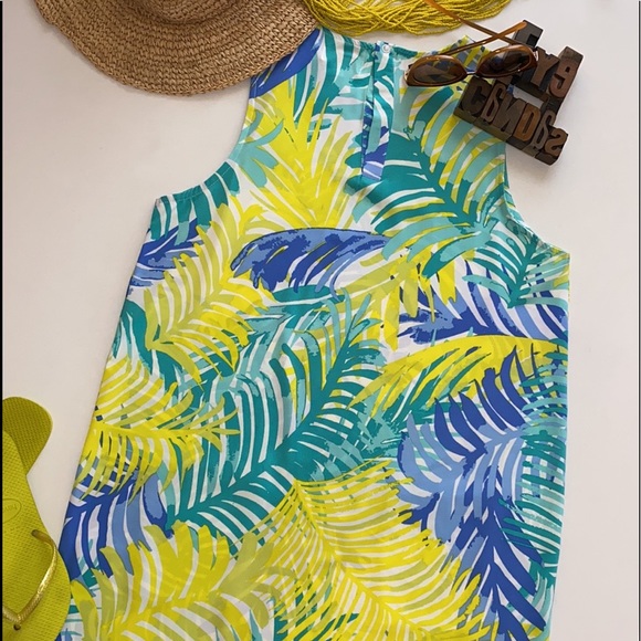 mud pie ‘Macy’ Shift Dress in Green Palm Print - Picture 9 of 12